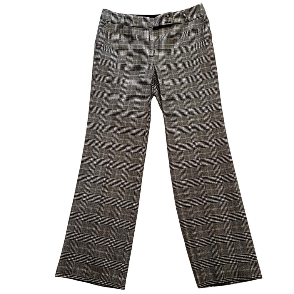 Talbots Black/Tan Glen Plaid Flat Front Trouser 8